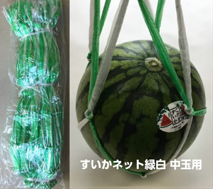 すいか様 Amazon.co.jp: ふくろや すいかネット 緑白 中玉用 100本入 68cm